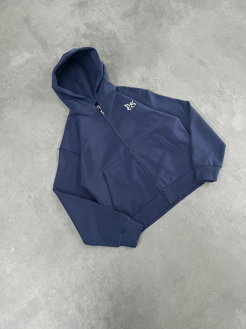 NAVY ZIP-HOODIE