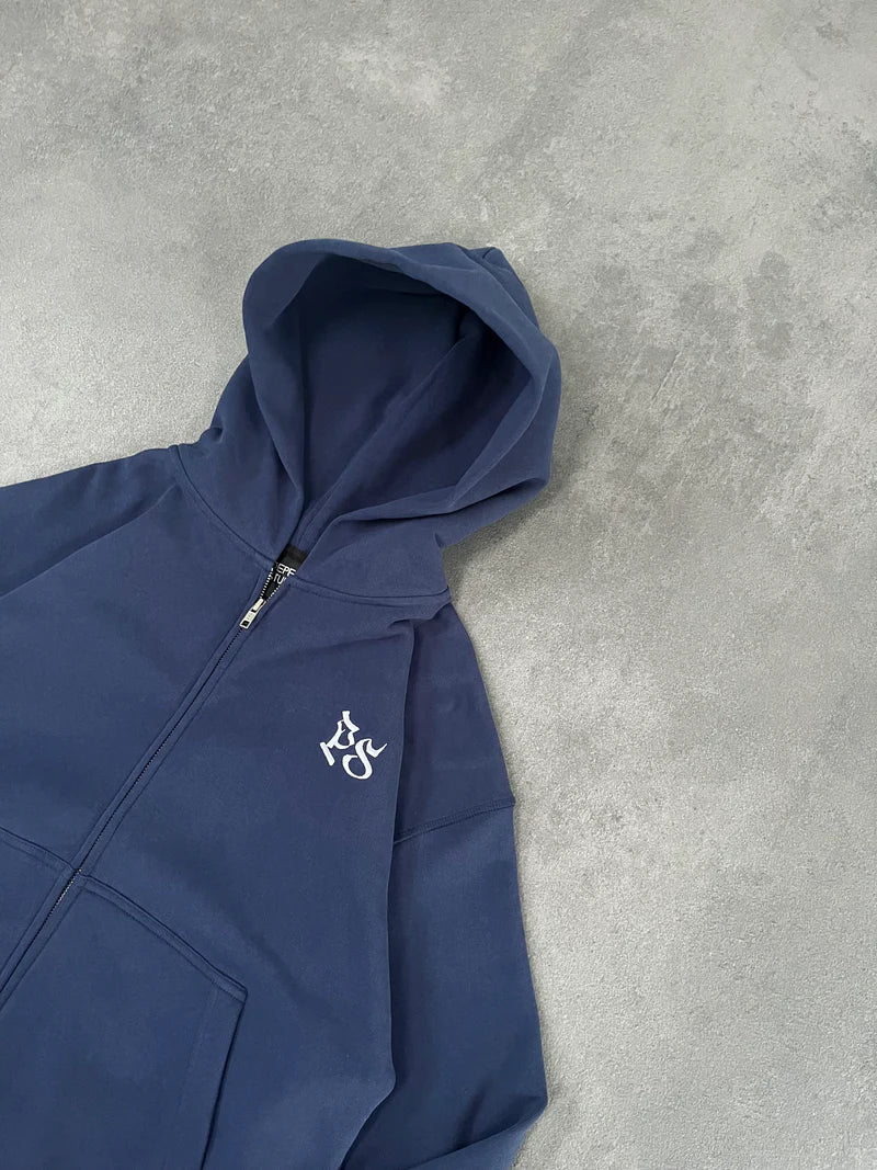 NAVY ZIP-HOODIE